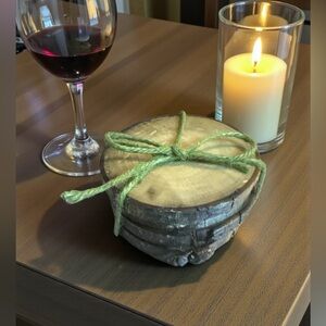 Handmade Rustic Wood Slice Coaster Set | Set of 4 | Natural Tree Log Coasters